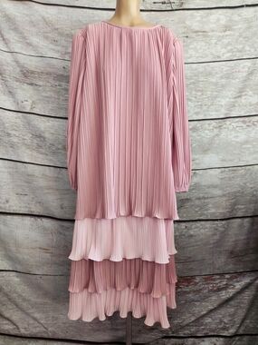 Vintage Pleated Layered Pink Women's Dress